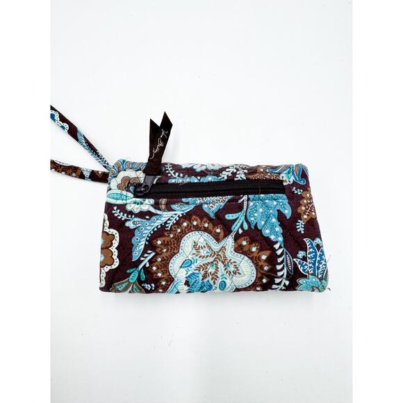 Vera Bradley Java Blue Leaf Wristlet TriFold Clutch - Picture 6 of 8